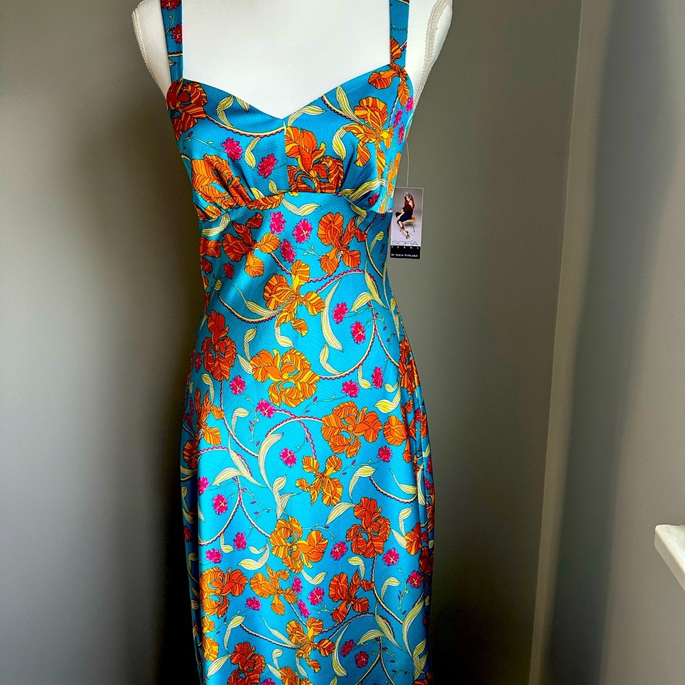 Floral Blue and Orange Dress